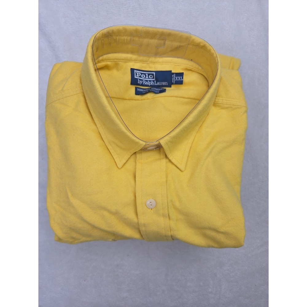 NWT‎ 90s Vintage Polo Ralph Lauren Dungaree Work Shirt Mens XXL Yellow Chamois